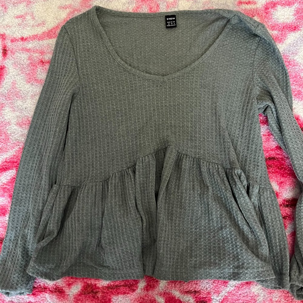 Tiered Long Sleeve Stitched Top